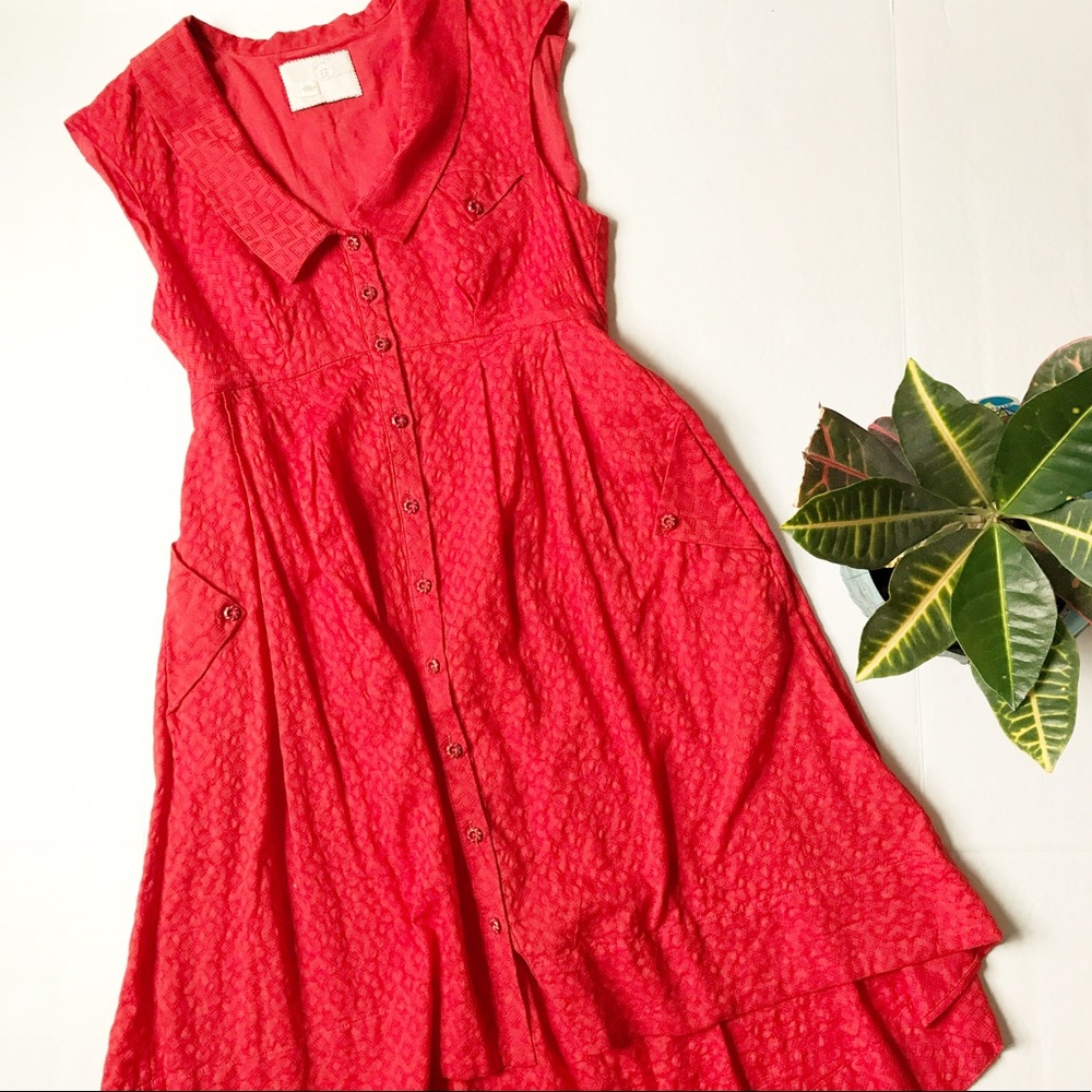 Anthropologie Red High Low Dress